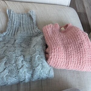 Cozy Pink and Gray Women's Sweater Set